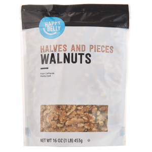 Amazon Brand - Happy Belly California Walnuts, Halves and Pieces, 16 Ounce, Pack of 2