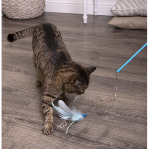 SmartyKat Frisky Flyer Feather Wand Cat Toy, Extendable Up to 24" - Blue, One Size @ Amazon