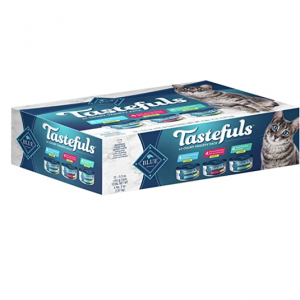 Blue Buffalo Tastefuls Natural Flaked Wet Cat Food Variety Pack, 5.5-oz cans (12 count- 4 of each)