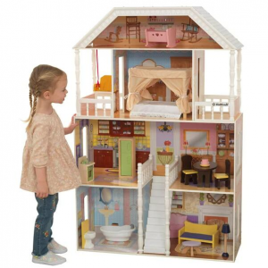 KidKraft Savannah Wooden Dollhouse with Porch Swing, Over 4 Feet Tall, Assembly Required, 14 Acces