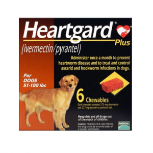 Heartgard Plus 大型犬咀嚼片 51-100 磅（棕色），驱虫药