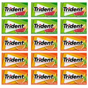 Trident Sugar Free Gum Variety Pack, Watermelon Twist & Tropical Twist Flavors, 15 Packs of 14 Pie