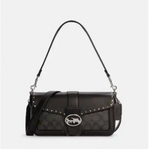 70% Off Georgie Shoulder Bag In Colorblock Signature Canvas With Rivets @ Coach Outlet