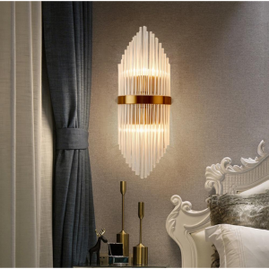 水晶壁灯，线性橄榄型壁灯