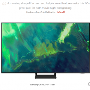 $1600 off Samsung QN85Q70A 85" Q70A 4K Smart QLED UHD TV with HDR @Crutchfield.com