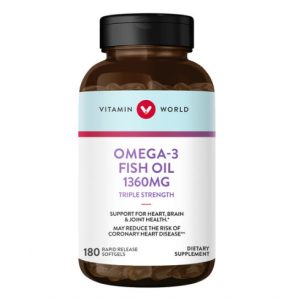 Vitamin World® 三倍强度 Omega-3 鱼油软胶囊 180 粒