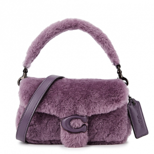 COACH Pillow Tabby 18 purple shearling cross-body bag
