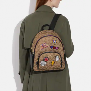 70% Off Disney X Coach Court Backpack In Signature Canvas With Patches @ Coach Outlet