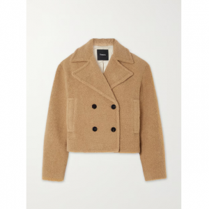 THEORY Cropped double-breasted recycled wool-blend fleece jacket