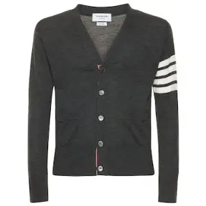 Thom Browne Intarsia Stripes Wool Cardigan