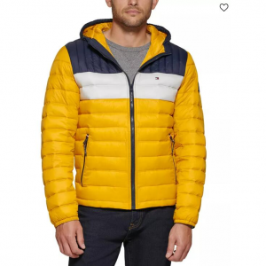 Tommy Hilfiger Men's Quilted Color Blocked Hooded Puffer Jacket $64.99 shipped