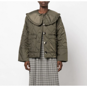 GANNI detachable-collar quilted jacket