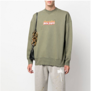 PALM ANGELS burning logo crew neck sweatshirt