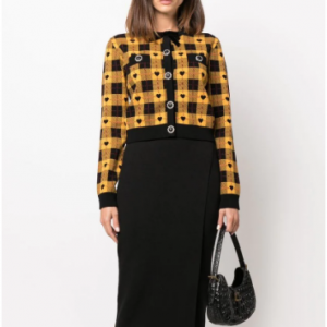 ALESSANDRA RICH heart intarsia knit checked cardigan