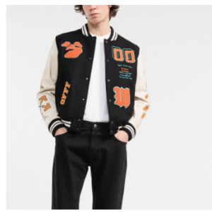 OFF-WHITE logo-patches varsity jacket