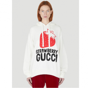 GUCCI Strawberry Hooded Sweatshirt in Red