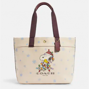 Coach X Peanuts Tote In Canvas With Snoopy Ice Skate Motif Sale @ Coach Outlet