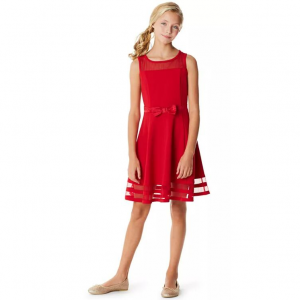 CALVIN KLEIN Big Girls Illusion Mesh Bow Front Dress $32 @ Macy's, 7 colors