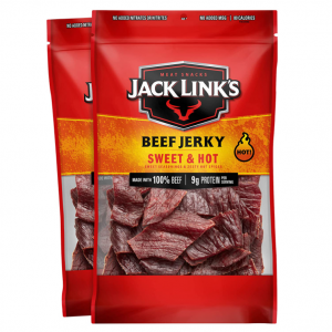 Jack Link's Beef Jerky, Sweet & Hot – Spicy Everyday Snack – 9 Oz. (Pack of 2) @ Amazon