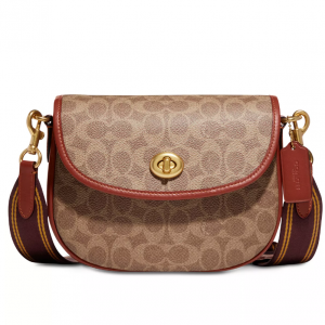 50% Off COACH Signature Coated Canvas Willow Saddle Bag with Interchangeable Leather and Web Strap