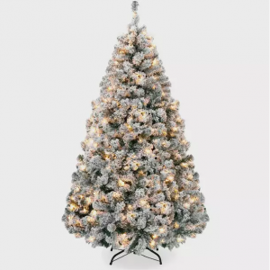 Best Choice Products 6ft Pre-Lit Holiday Christmas Pine Tree w/ Snow Flocked Branches @ Walmart