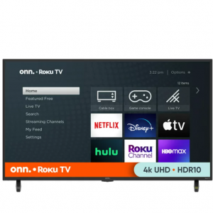 $45 off onn. 43” Class 4K UHD (2160P) LED Roku Smart TV HDR @Walmart