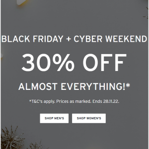 Black Friday + Cyber Weekend - 30% Off Almost Everything @ Rockport AU