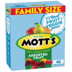 Mott's Fruit Flavored Snacks, Assorted Fruit, Pouches, 0.8 oz, 40 ct @ Amazon
