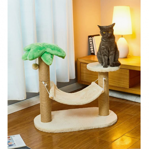 LUCKITTY Small Cat Scratching Posts Kitty Coconut Palm Tree-Cat Scratch Post @ Amazon