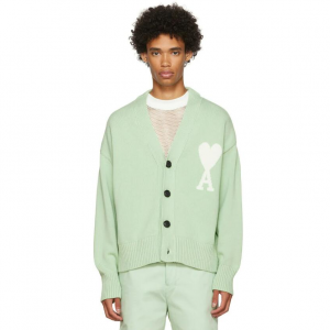 AMI ALEXANDRE MATTIUSSI Green Ami De Cœur Cardigan