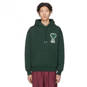 AMI ALEXANDRE MATTIUSSI SSENSE Exclusive Green Ami De Cœur Hoodie
