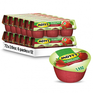 Mott's Unsweetened Strawberry Applesauce, 3.9 oz cups, 6 Count (Pack of 12) @ Amazon