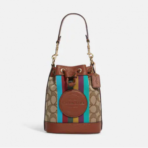 Coach Mini Dempsey Bucket Bag In Signature Jacquard With Stripe And Coach Patch @ Coach Outlet