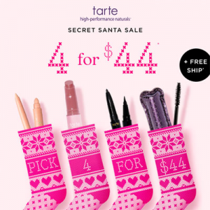 Tarte Cosmetics官網聖誕精選彩妝熱賣 自選4件正裝僅$44