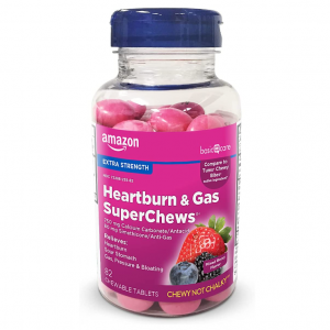 Amazon Basic Care Heartburn & Gas SuperChews Mixed Berry 82ct 