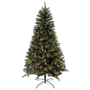 H for Happy™ 7.5-Foot Pre-Lit Faux Spruce Christmas Tree with Clear Lights @ Bed Bath and Beyond