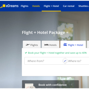 Book your Flight + Hotel together and save up to 40% @eDreams
