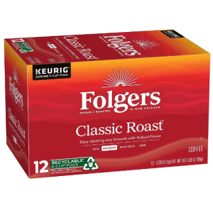 Folgers Classic Roast Medium Roast Coffee, 72 Keurig K-Cup Pods @ Amazon