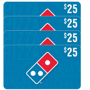 Domino's E-Gift Cards Four $25 for $79.99($100 Value) @Costco