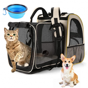 SIHANM Cat Carrier Backpack,Expandable Cat Travel Carrier with Safety Strap and Zipper Buckle