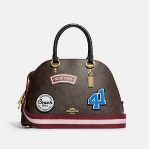 Coach Katy Satchel In Signature Canvas With Ski Patches @ Coach Outlet