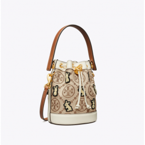 Tory Burch  MINI T MONOGRAM 刺绣小兔水桶包