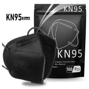 KN95 Foldable Protective Face Mask - Black  50-Pack @ Daily Sale