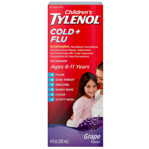 家中常備！Tylenol 泰諾兒童感冒和流感口服混懸劑 葡萄味 4 fl. oz 適用於6-11歲 @ Amazon