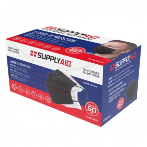 SupplyAID 一次性三层口罩 50个 黑色