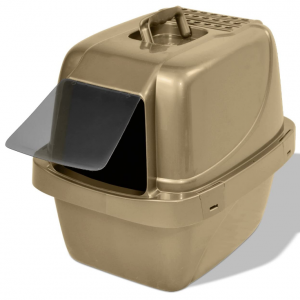 Van Ness Pets Odor Control Large Enclosed Sifting Cat Pan with Odor Door, Hooded, Beige, CP66 