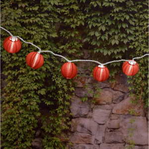 10个3" x 5' 带尼龙灯笼的电灯串 红色