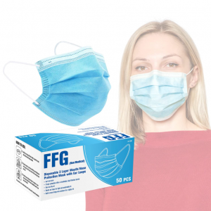 FFG Face Mask 50PCS Adult Black Disposable Masks 3-Layer Filter Protection @ Amazon