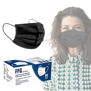 FFG 一次性口罩3层口罩 50片 黑色