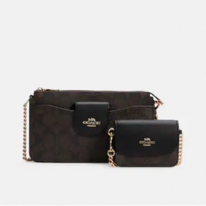 60% Off Coach Poppy Crossbody With Card Case In Signature Canvas @ Coach Outlet